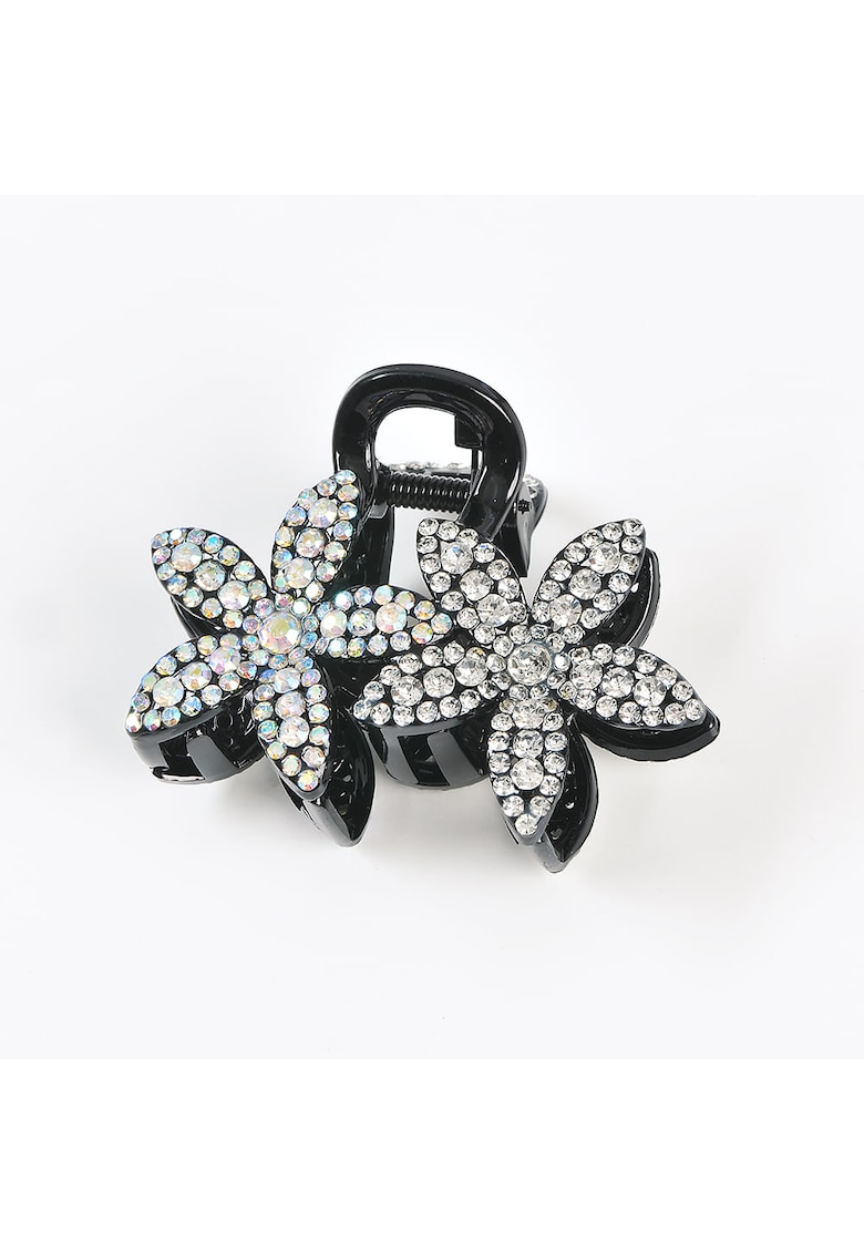 Cleste de par negru cu doua flori Cleste de par negru cu doua flori