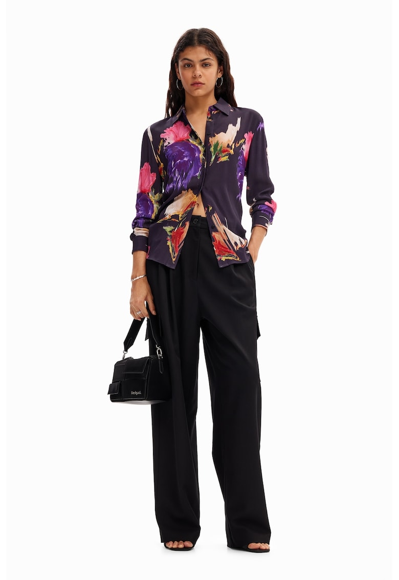 Camasa cu imprimeu abstract si laterale ajustabile