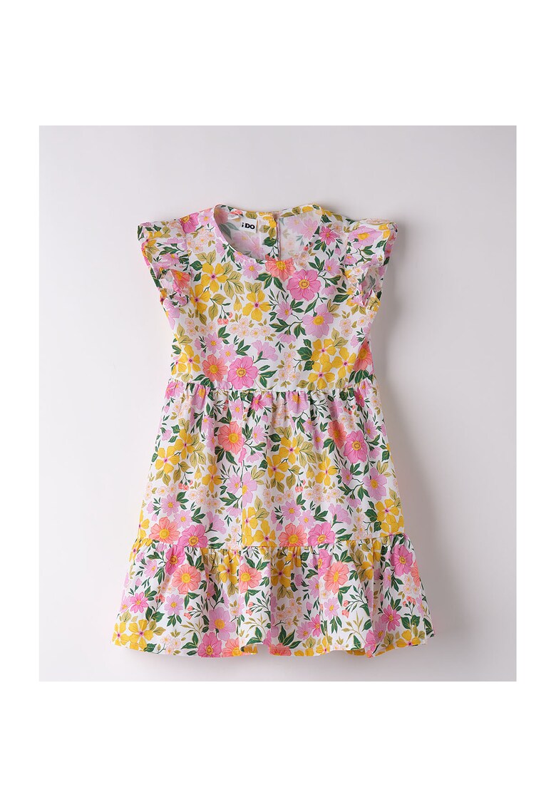 Rochie cu imprimeu floral pentru fete - 4.8758 - Multicolor - Verde/Galben/Roz/Multicolor