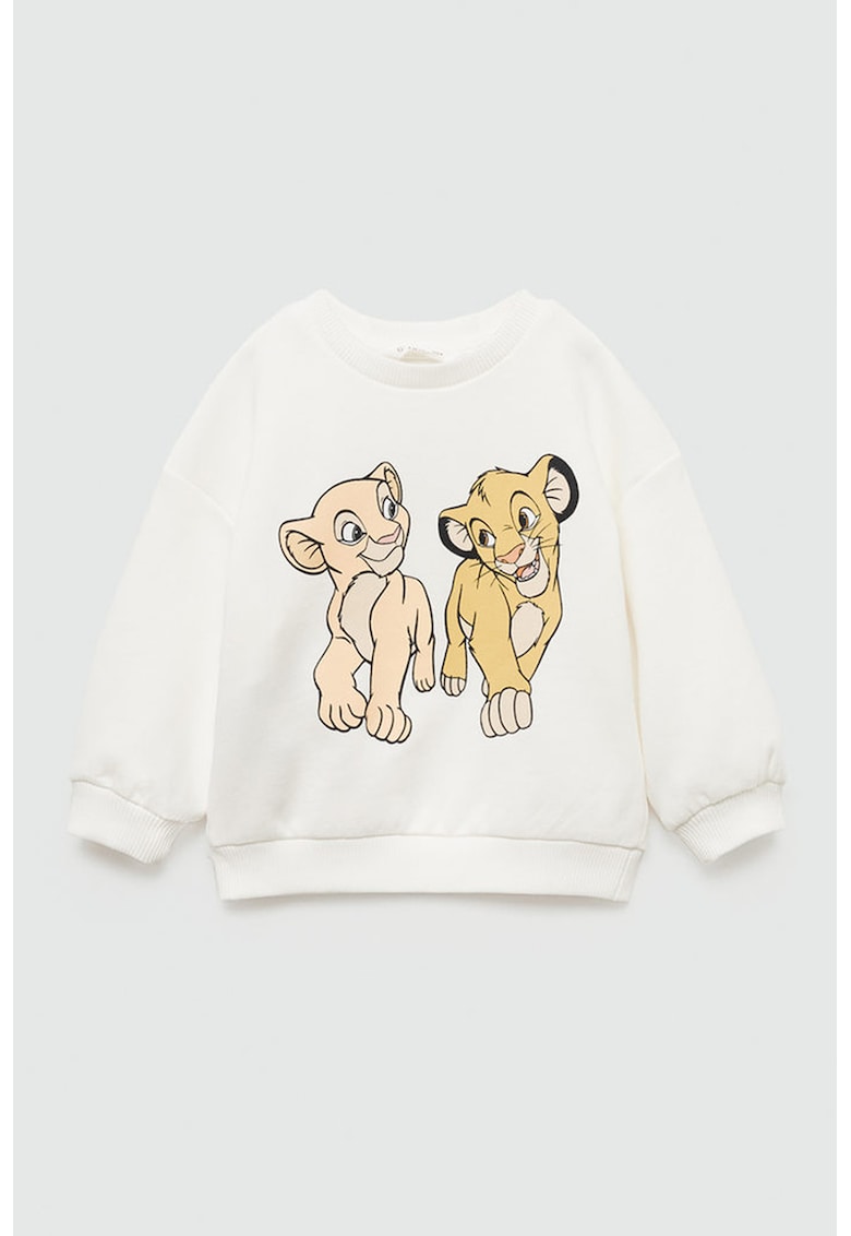 Bluza de trening cu maneci cazute si imprimeu cu desene Lion