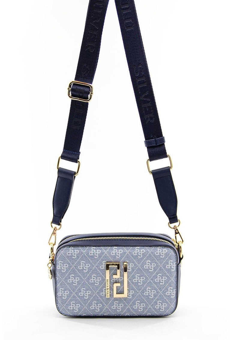 Geanta crossbody de piele ecologica cu logo in relief