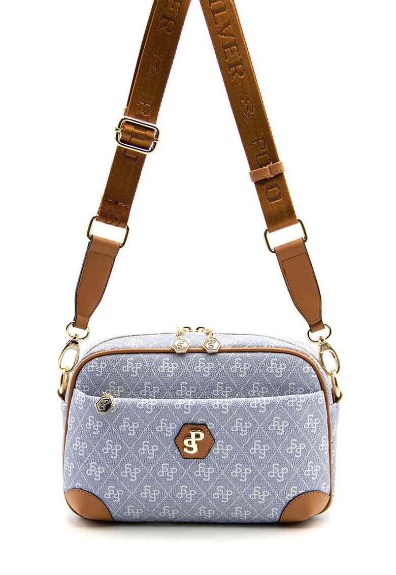 Geanta crossbody de piele ecologica cu model logo