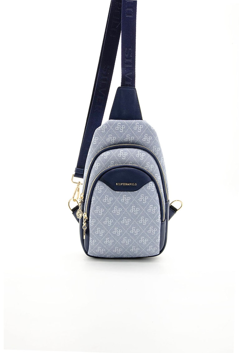 Geanta crossbody cu model logo - Albastru - 30X22X8