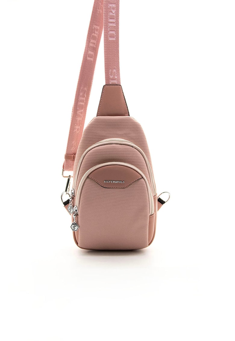 Geanta crossbody cu aplicatie logo metalica