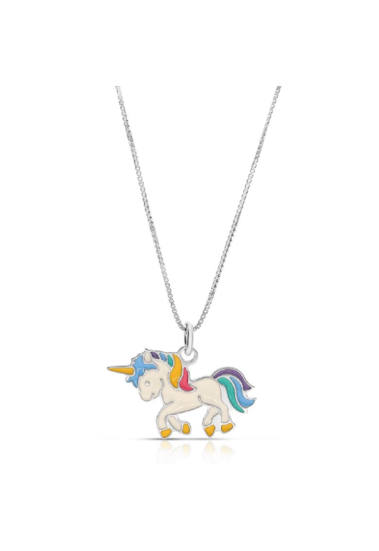 Colier Pentru Copii Unicorn Multicolor din Argint 925 - Placat cu Rodiu si Email -