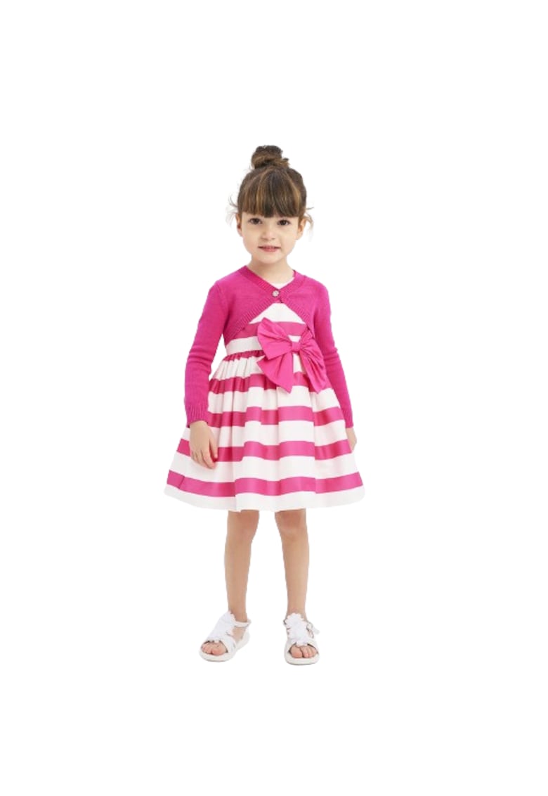 Rochie eleganta model in dungi pentru fete - 4.8317 - Fucsia/Alb