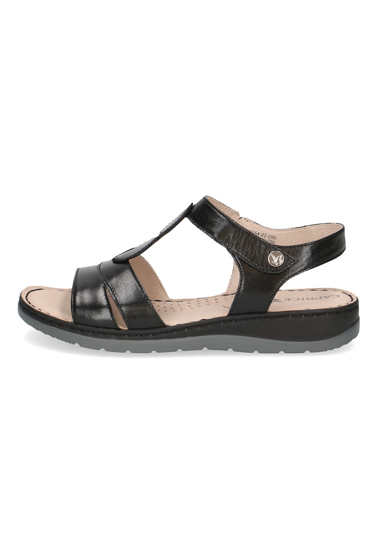 Sandale din piele cu inchidere velcro - Negru