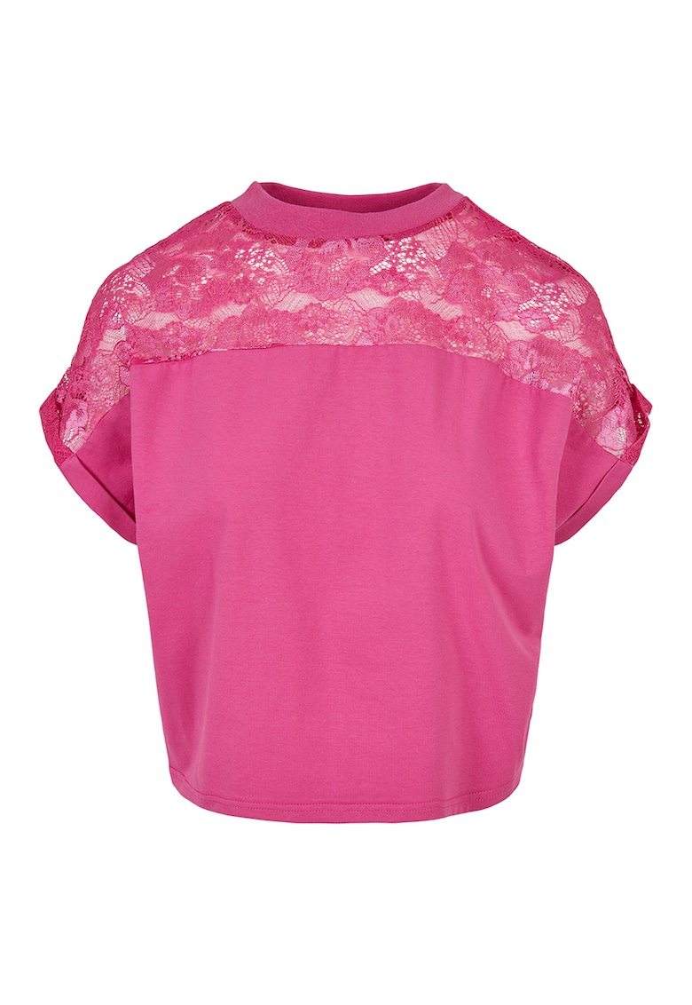 Tricou supradimensionat cu insertie de dantela Tricou supradimensionat cu insertie de dantela