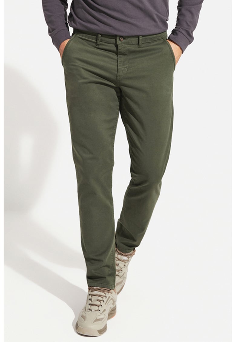 Pantaloni slim fit din amestec de bumbac