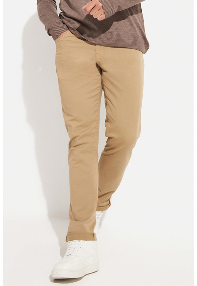 Pantaloni slim fit din amestec de bumbac