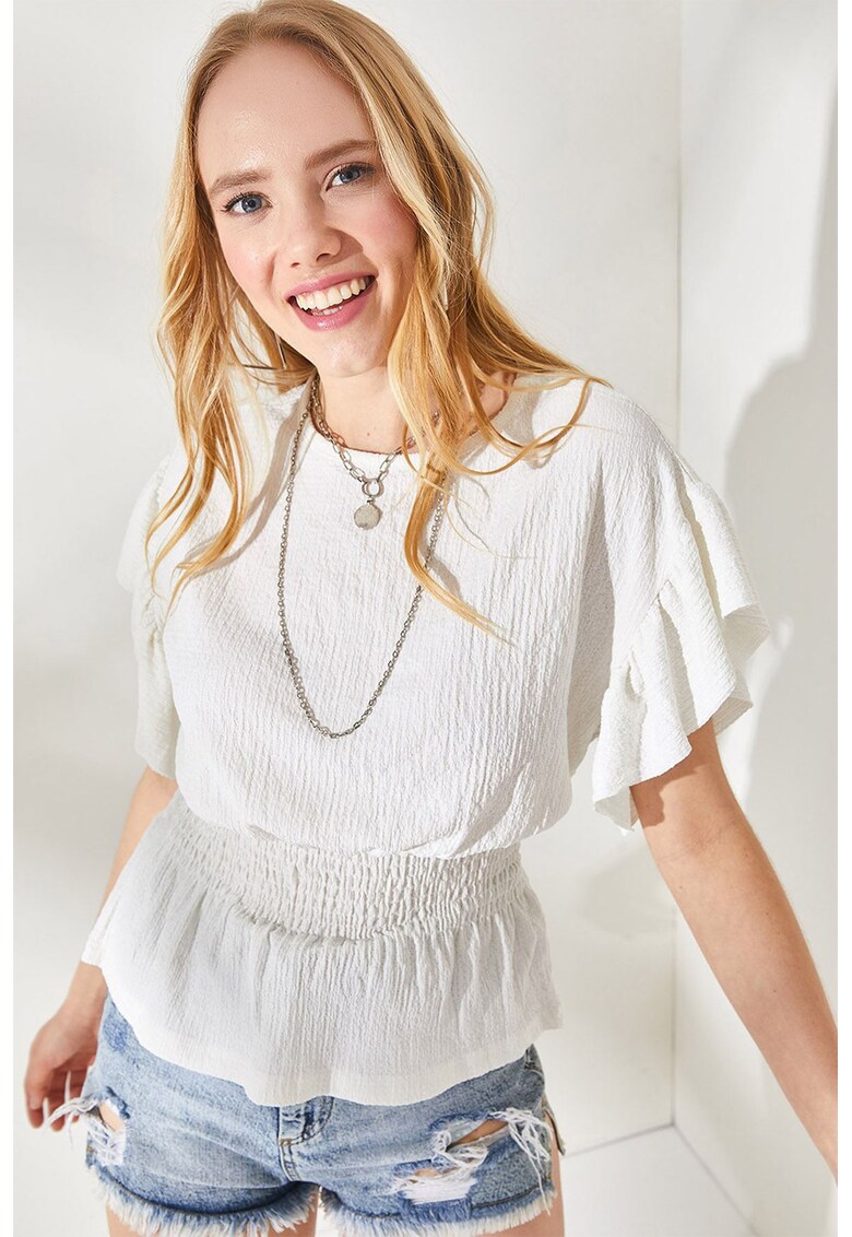 Bluza texturata cu talie elastica