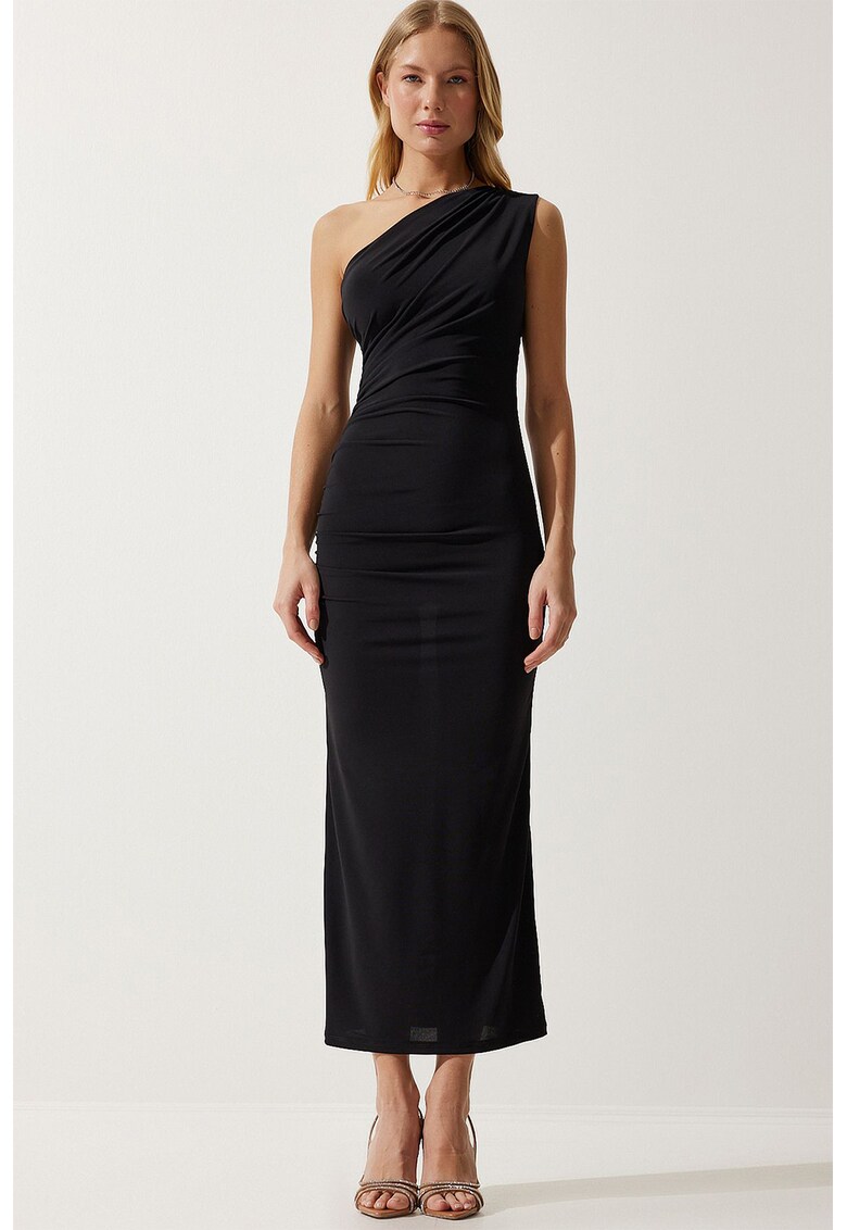 Rochie midi cu decolteu pe un umar