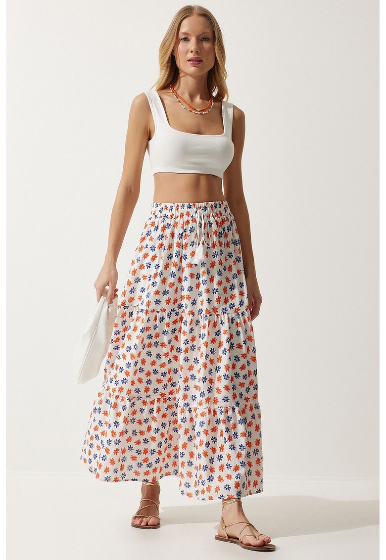 Fusta de bumbac cu imprimeu floral