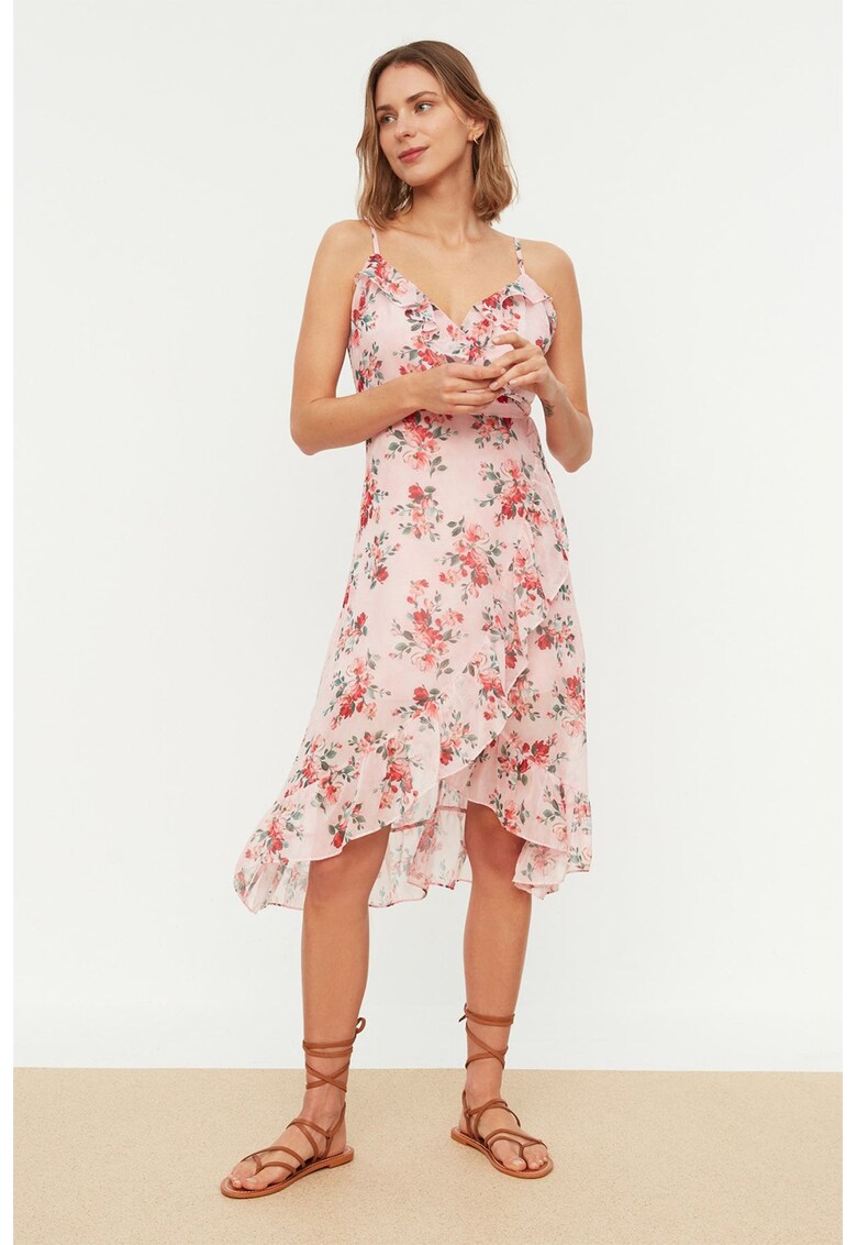 Rochie asimetrica cu imprimeu floral