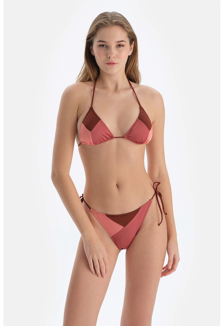 Slip cu model colorblock - Maro deschis