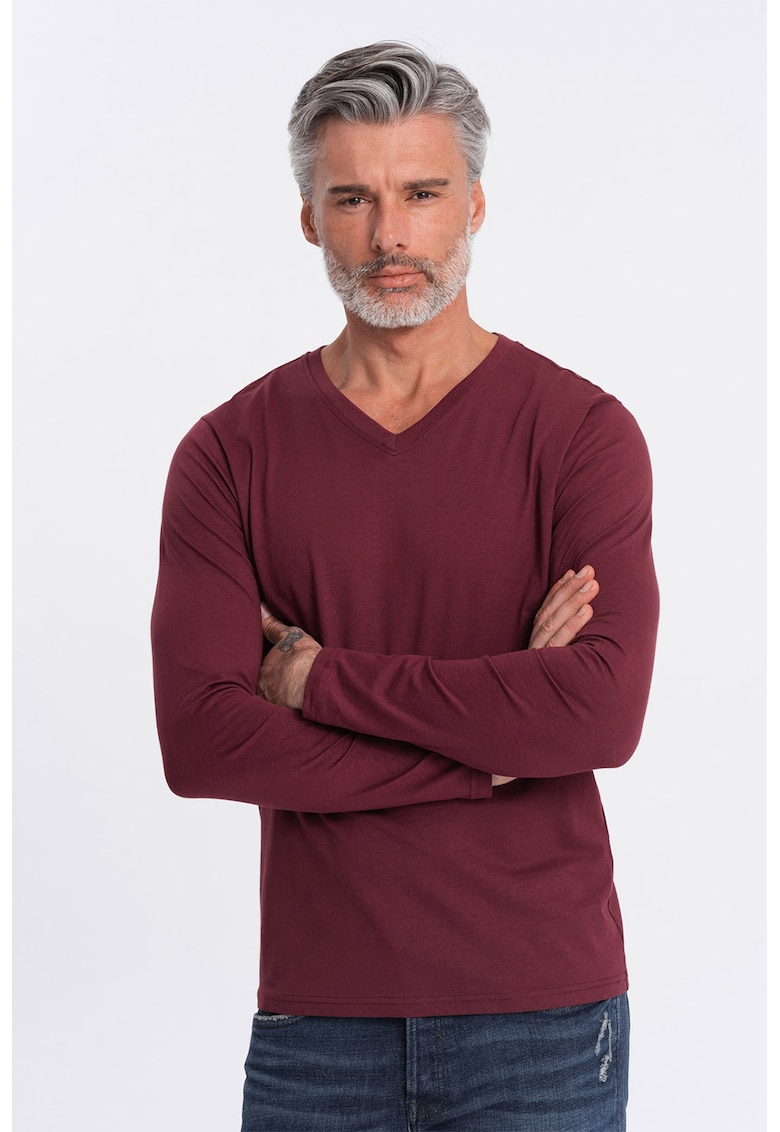 Bluza din bumbac cu decolteu in V