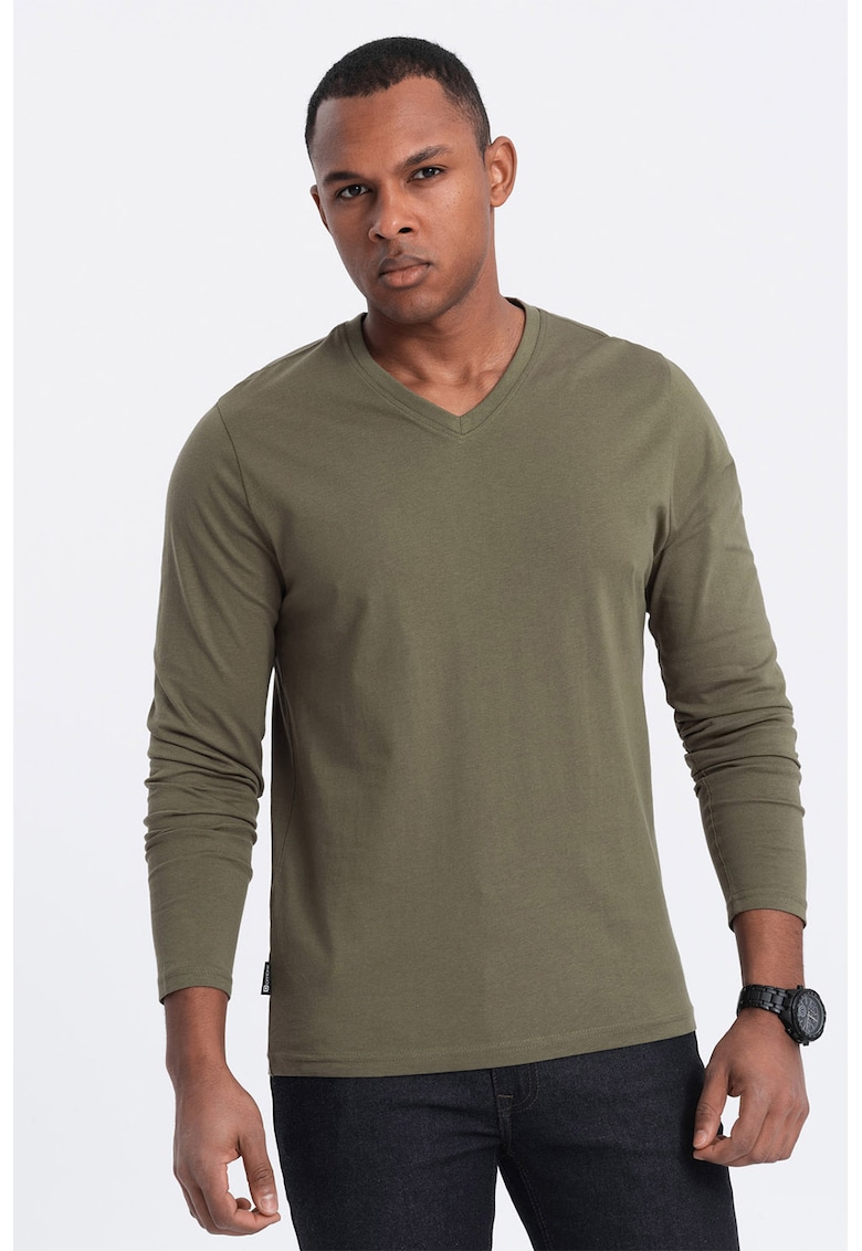 Bluza din bumbac cu decolteu in V