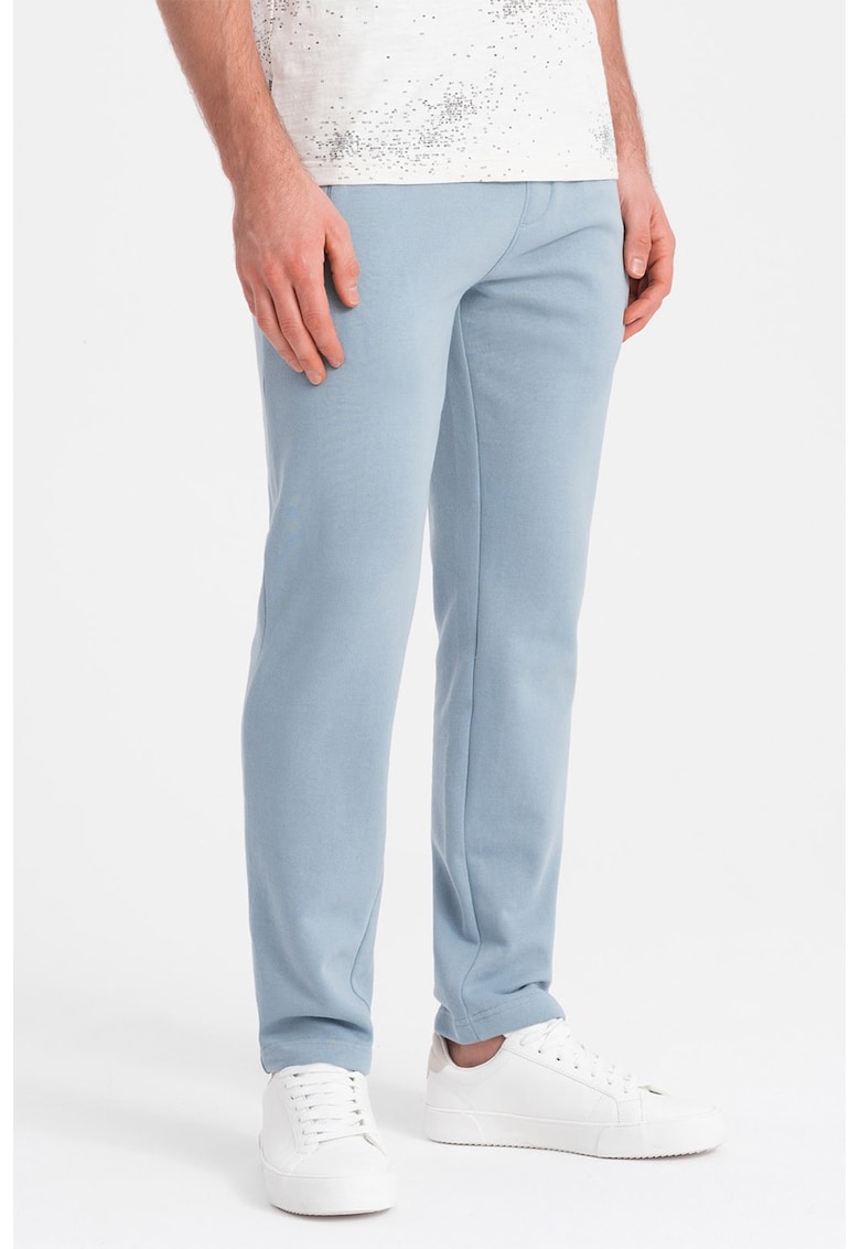 Pantaloni de trening slim fit cu buzunare laterale - Albastru pastel