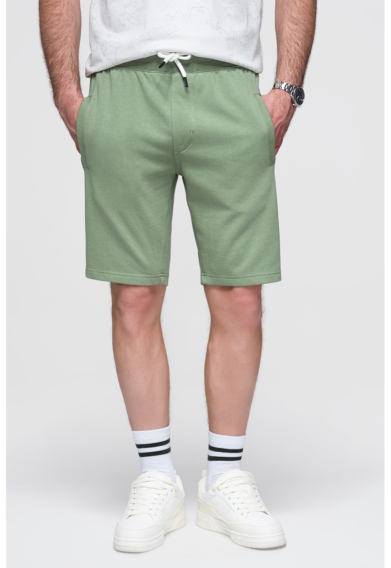 Ombre Pantaloni scurti din bumbac cu talie ajustabila - Verde aquamarin