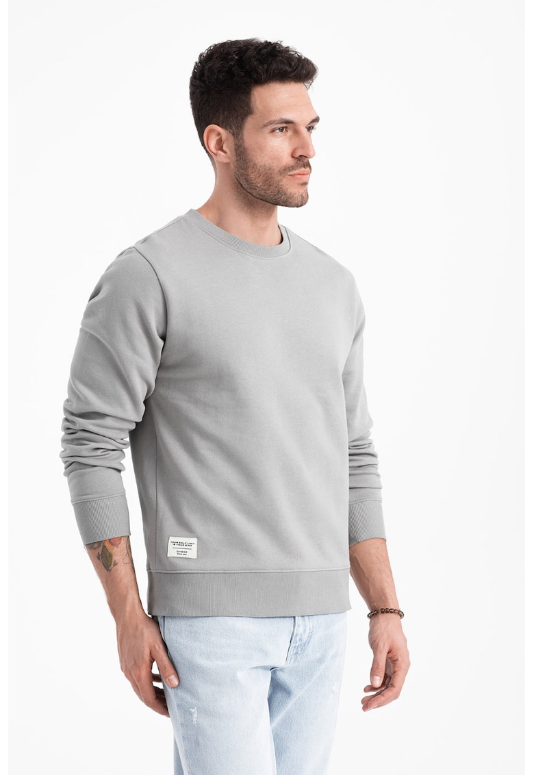 Bluza de trening din bumbac cu decolteu la baza gatului - Gri cenusiu