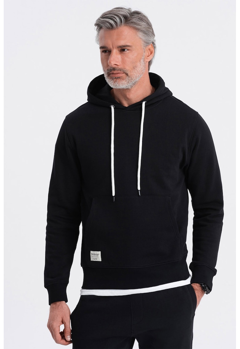 Ombre Hanorac cu buzunar kangaroo - Negru