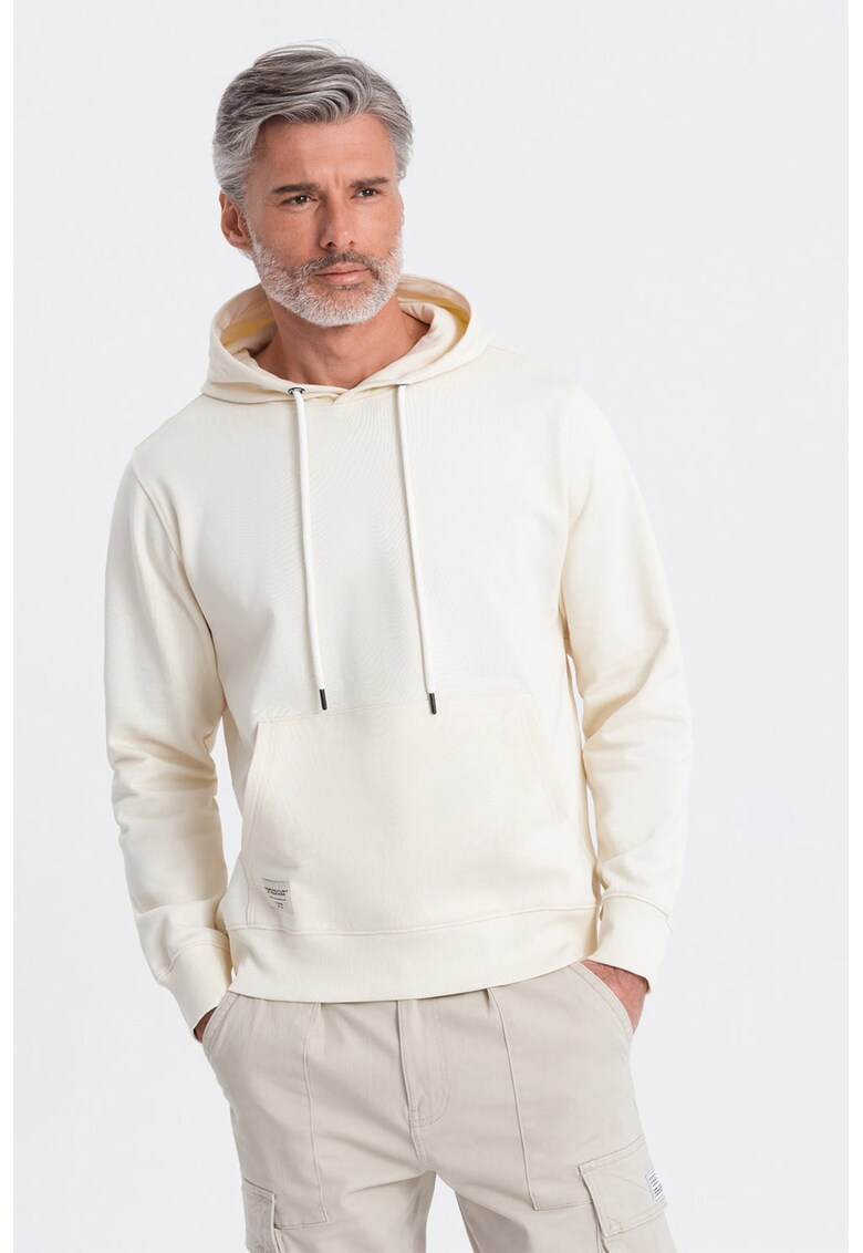 Hanorac cu buzunar kangaroo - Crem