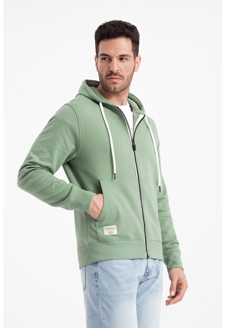 Ombre Hanorac cu fermoar si buzunare laterale - Verde aquamarin