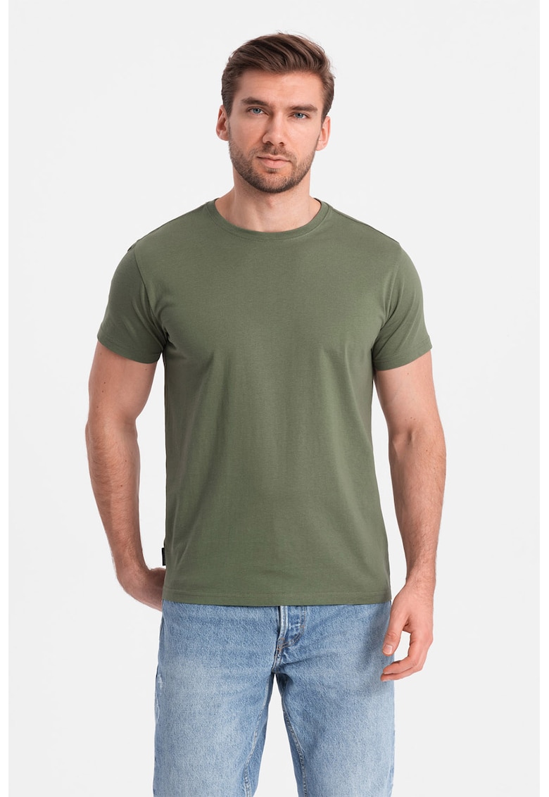 Tricou uni cu decolteu la baza gatului - Verde feriga