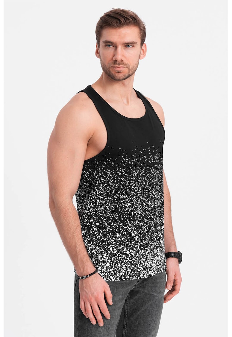 Ombre Top din bumbac cu decupaj racerback - Alb/Negru