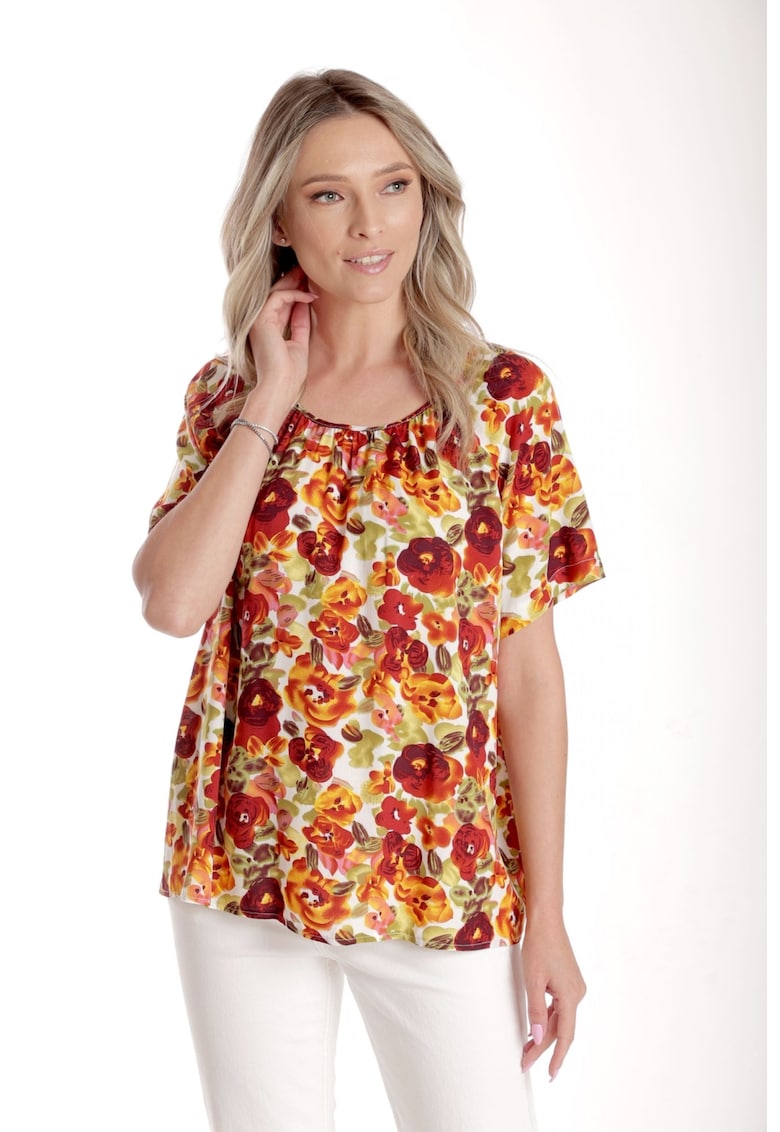 888144393-Bluza Dama - Ampla cu Imprimeu Floral - Panselute