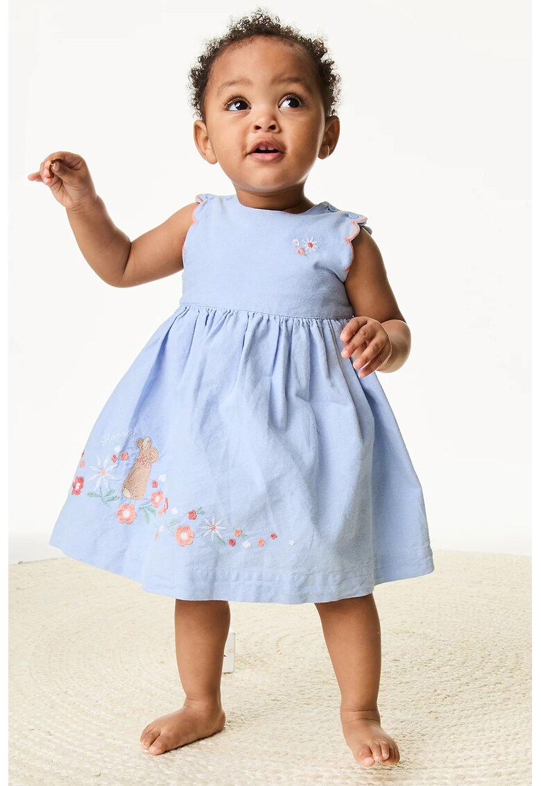Set de rochie de bumbac cu broderie si o pereche de chiloti