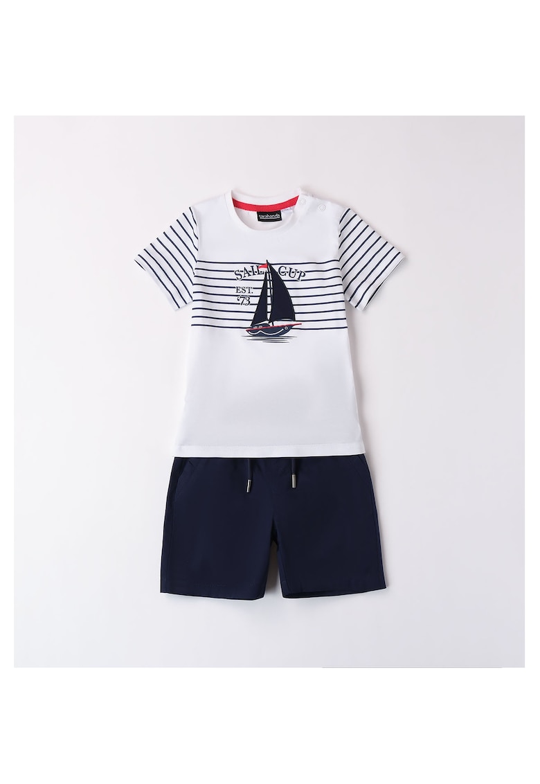 Compleu tricou si pantaloni scurti pentru baiat - 0.8152 - Alb/Bleumarin