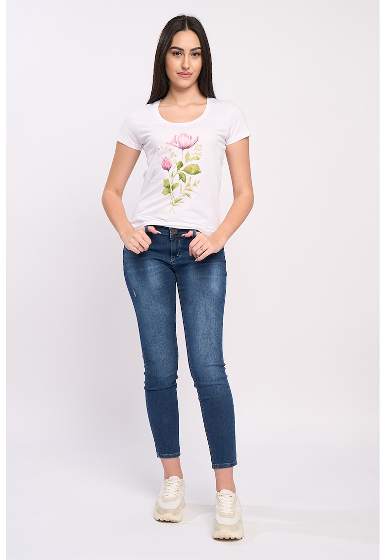 Tricou de bumbac cu imprimeu floral