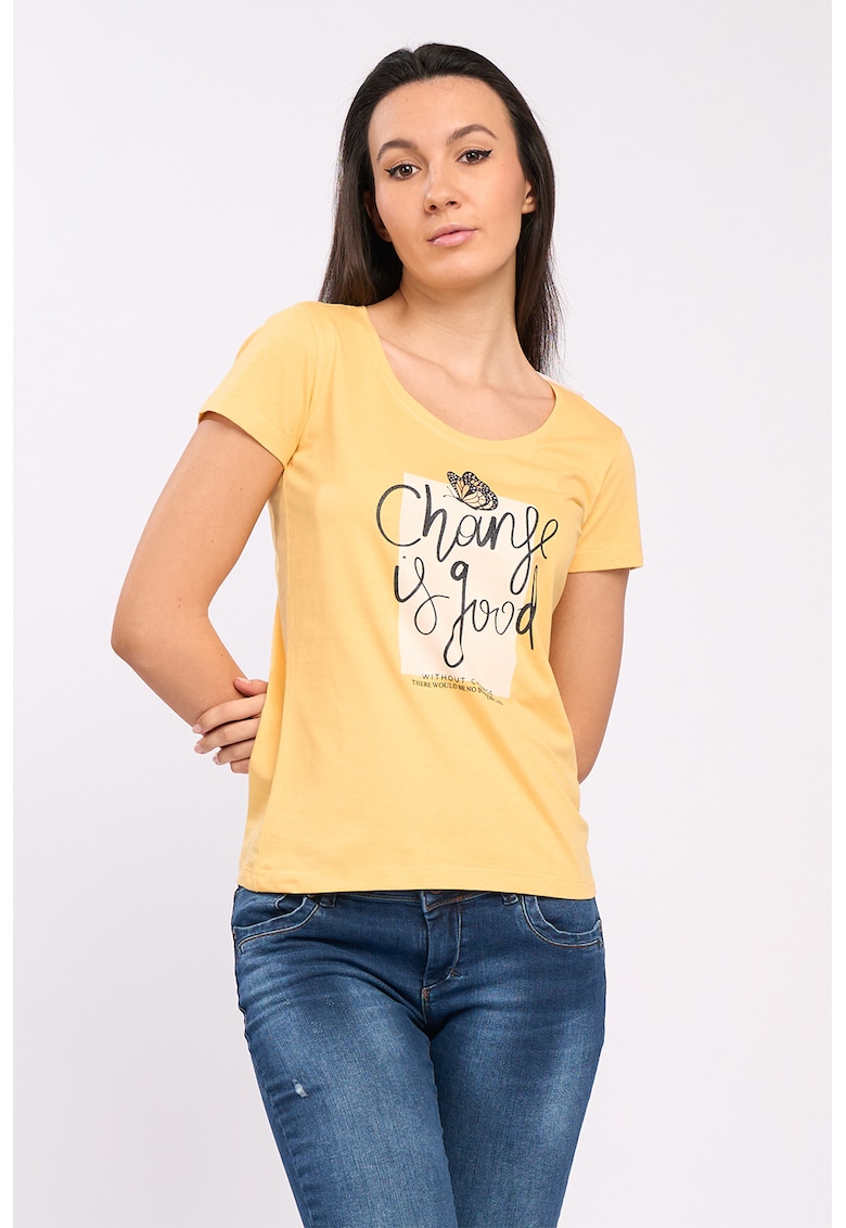 Tricou de bumbac cu imprimeu text