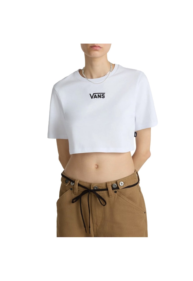 Tricou dama bumbac FLYING V CREW CROP II W ALB - Alb