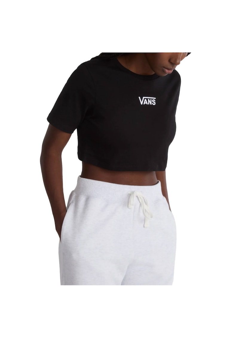 Tricou dama bumbac FLYING V CREW CROP II NEGRU - Negru