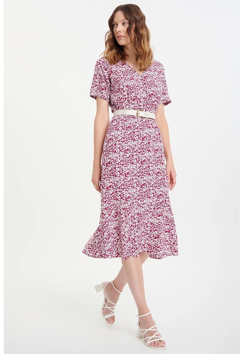 Rochie cu imprimeu floral si decolteu in V
