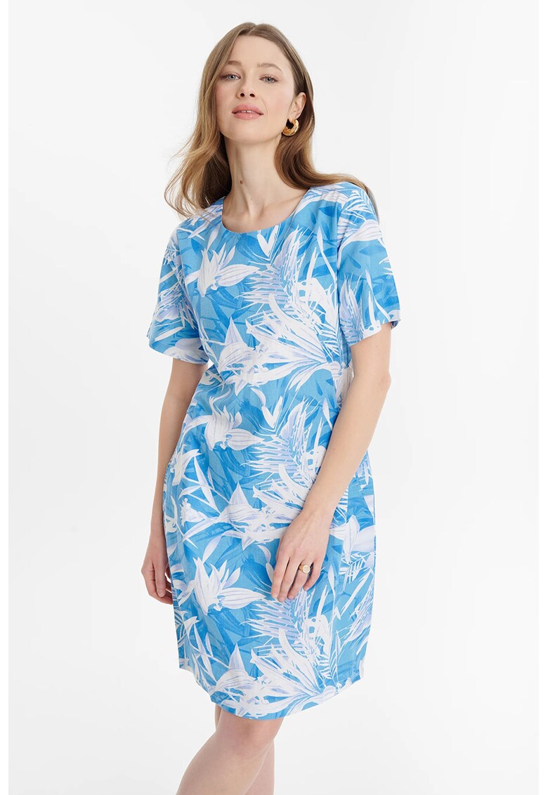 Rochie din amestec de in cu imprimeu floral