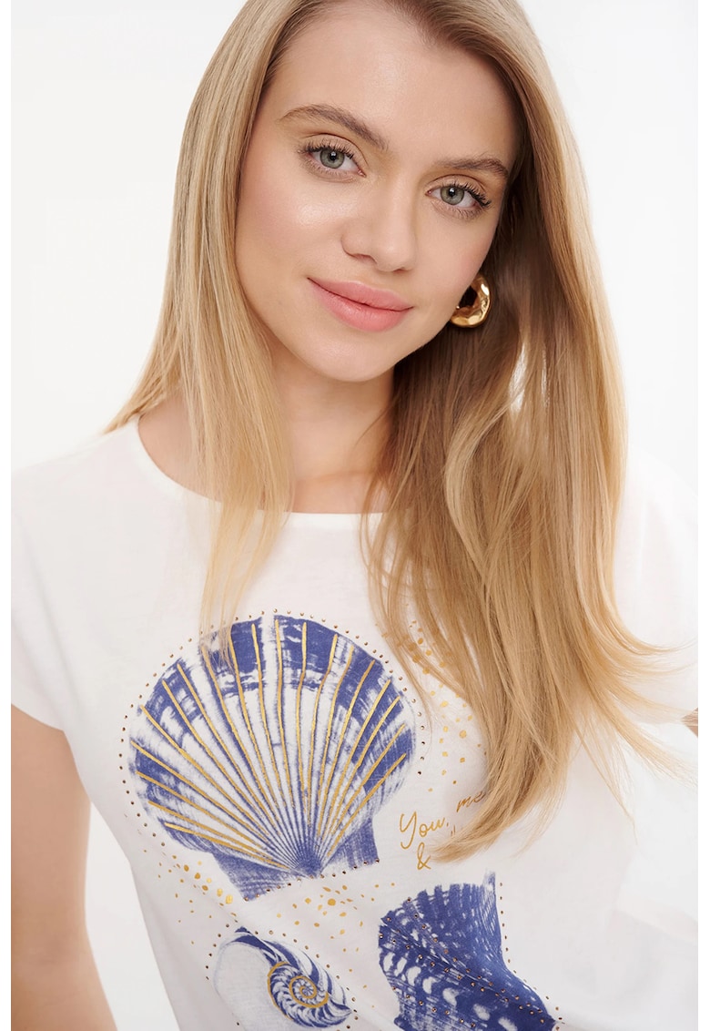 Tricou din amestec de modal cu terminatie elastica Tricou din amestec de modal cu terminatie elastica