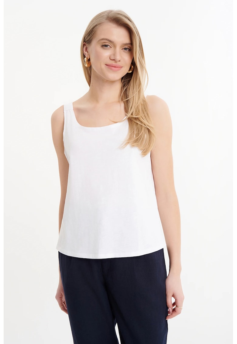 Top din bumbac cu decolteu rotund