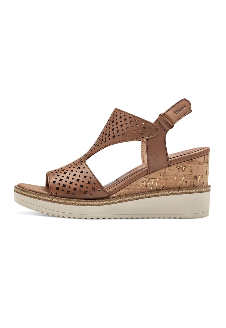 Sandale wedge de piele