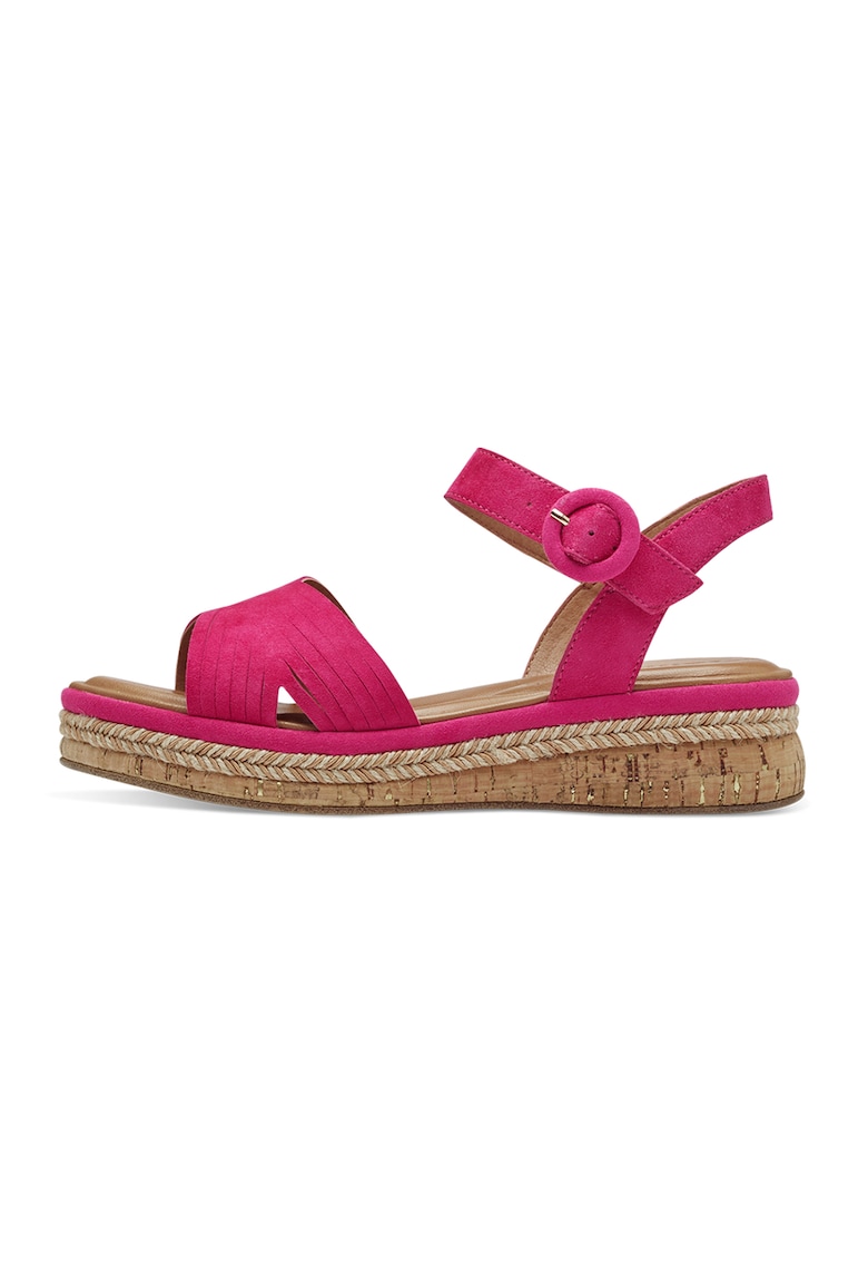 Sandale wedge de piele intoarsa