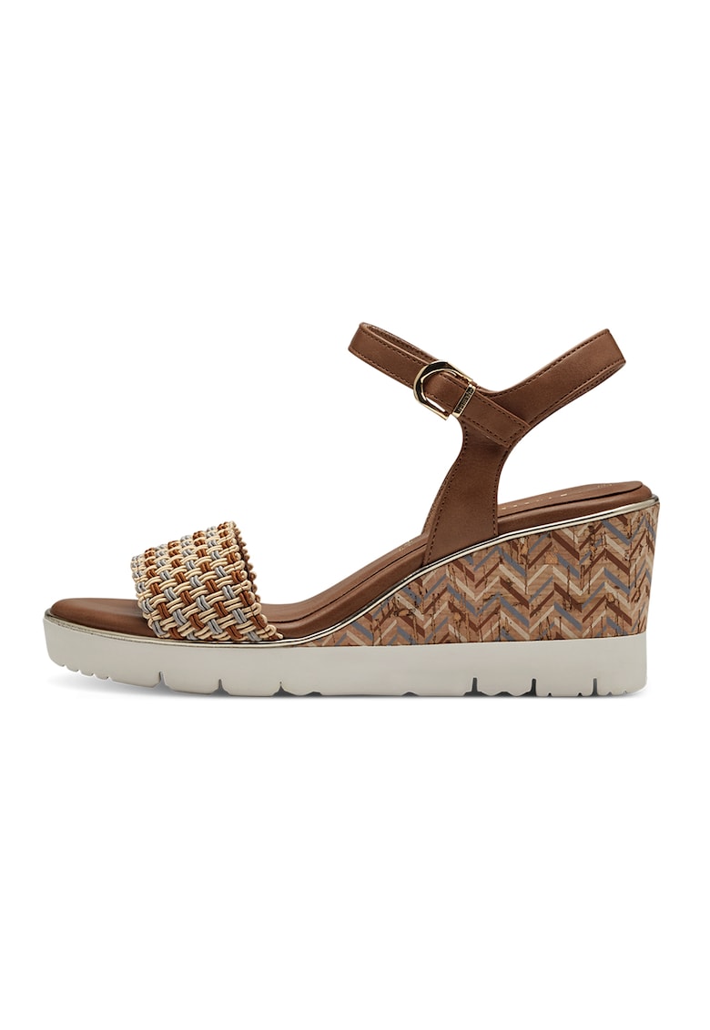 Sandale wedge cu bareta tesuta