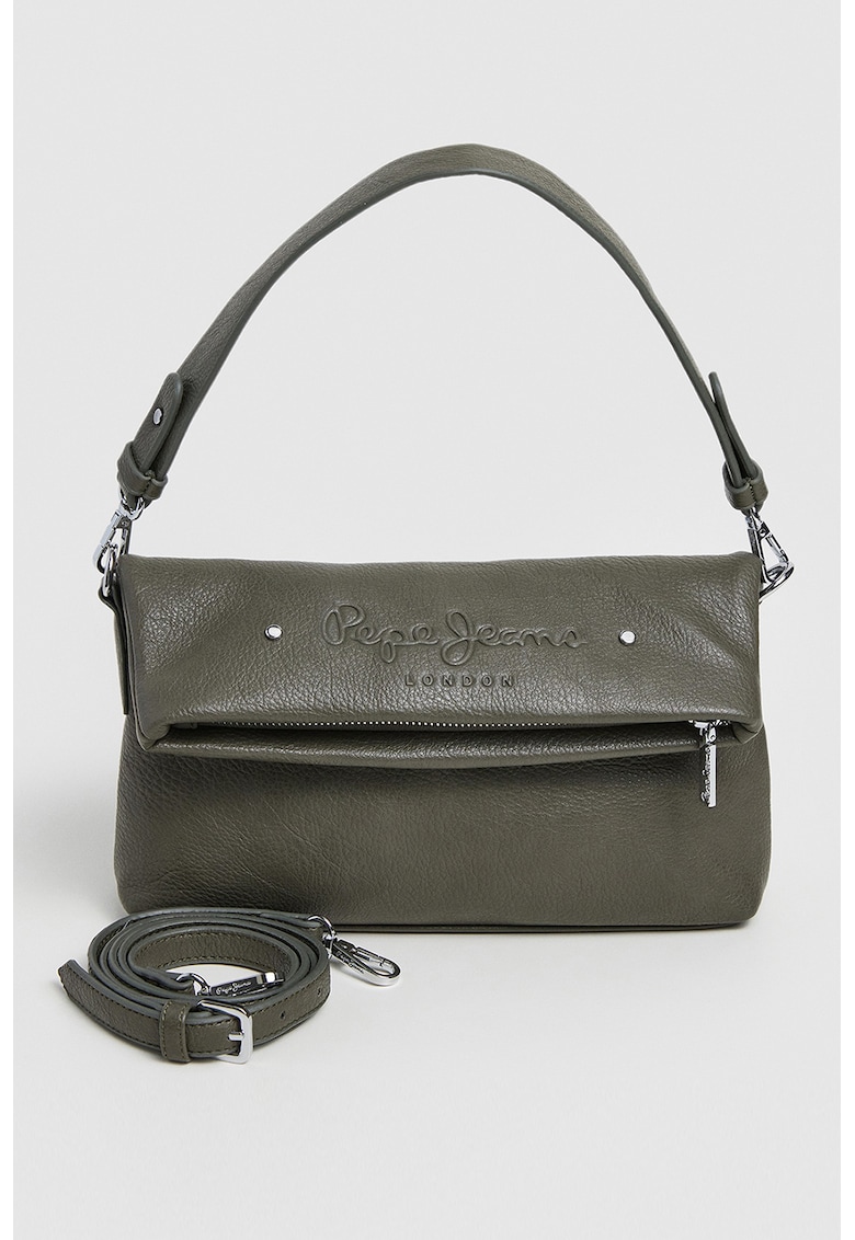 Geanta crossbody de piele ecologica cu logo in relief Joanna