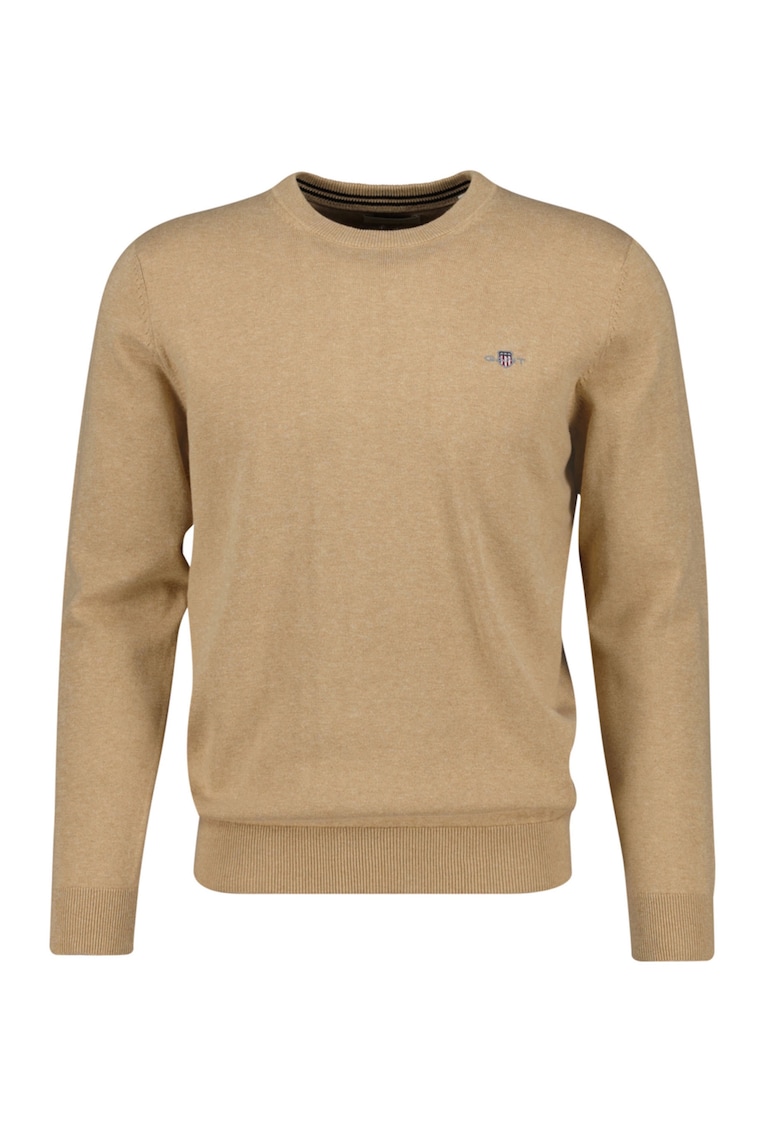 Pulover tricotat fin cu decolteu la baza gatului