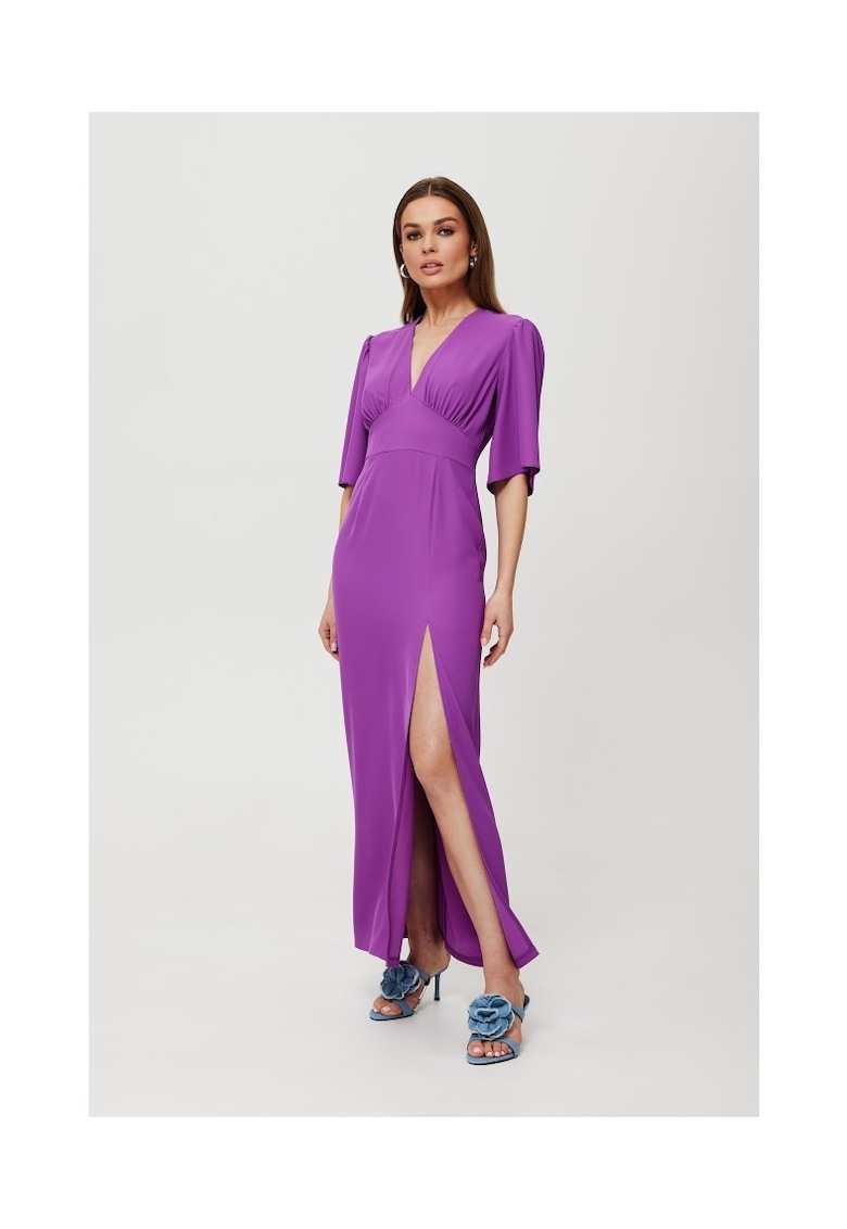 Rochie dama - maxi cu croiala la picior - Poliester - Rosu