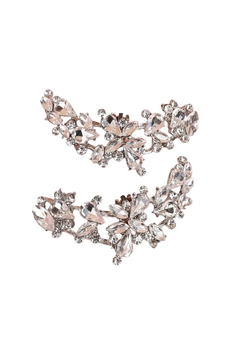 Set 2 brose - argintii - pentru pantofi - cu clips si pietre - Ottomine C6 Set 2 brose - argintii - pentru pantofi - cu clips si pietre - Ottomine C6