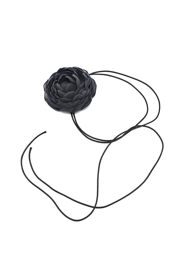 Choker Floare pe snur Fantasy - Gri inchis