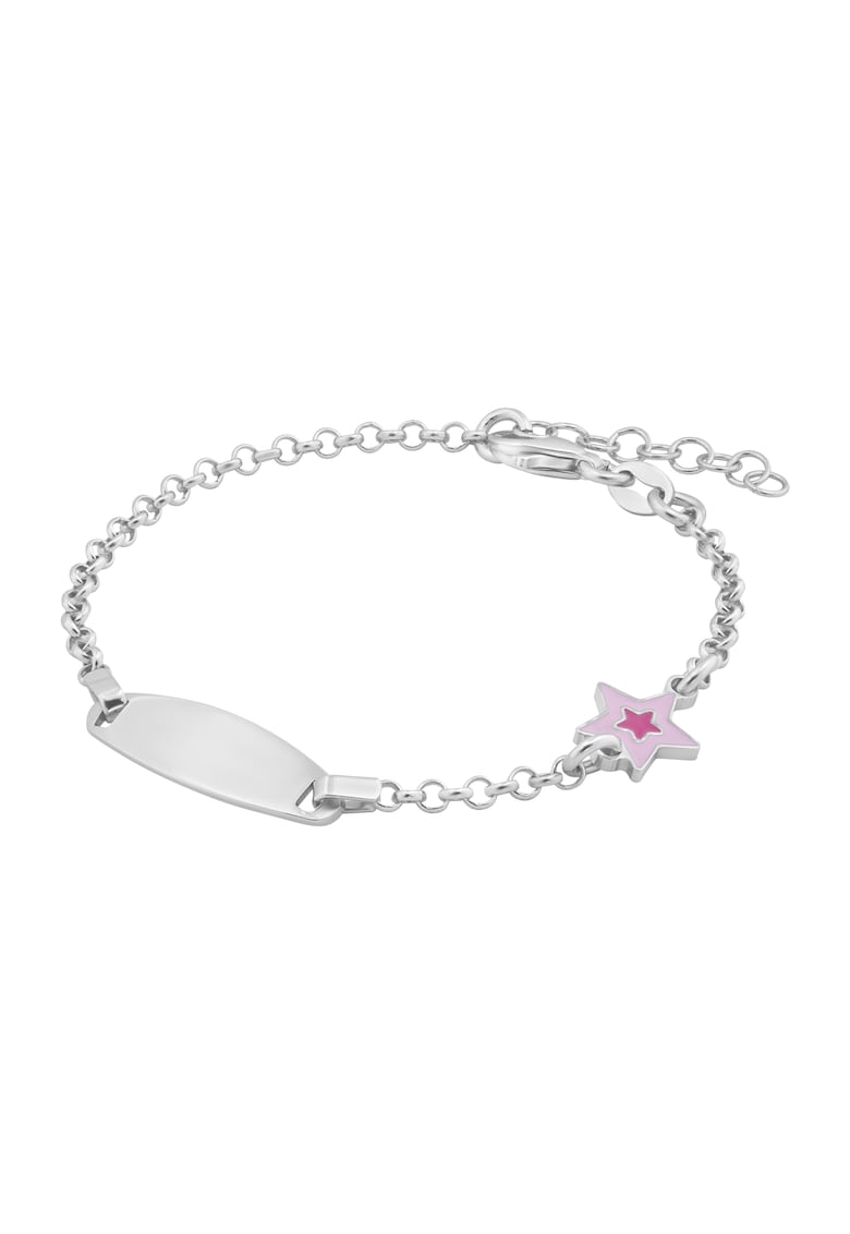Bratara cu Placuta Pentru Copii Steluta Roz din Argint 925 - placata cu Rodiu si Email -