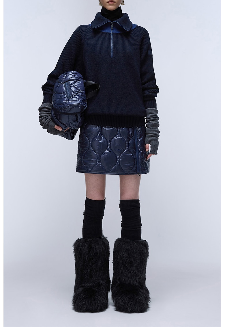 Fusta matlasata cu vatelina si croiala in A - Bleumarin